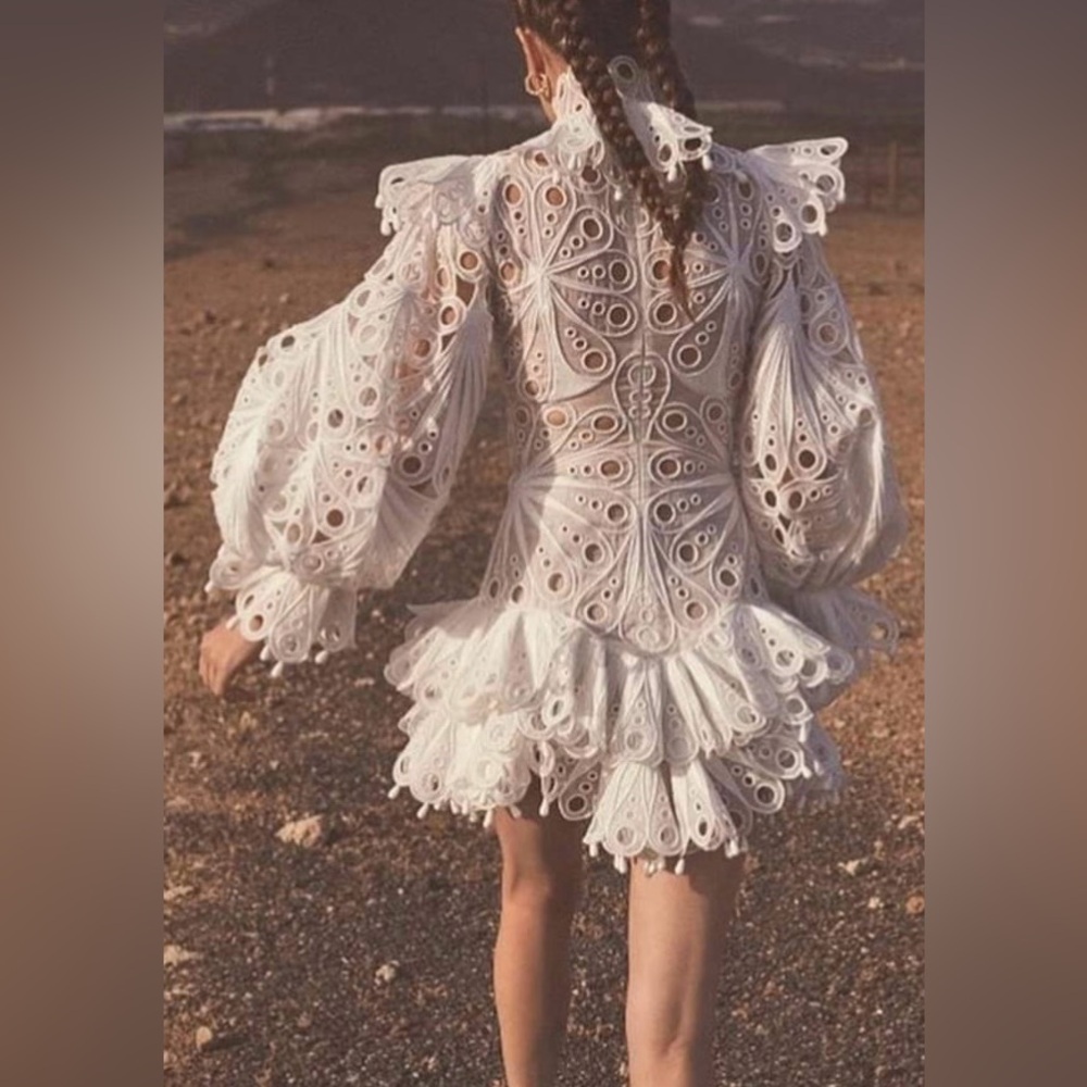 🦄NWT Zimmermann Glassy Bubble Broderie Anglaise Mini Dress AU3 ⚠️*missing slip*